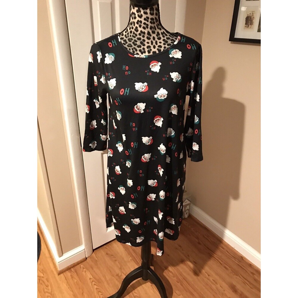 Celebrate Together Women's Size XS Christmas Santa Ho Ho Ho Black Dress NWT